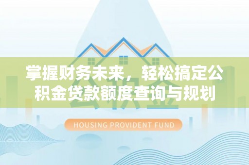 泰武掌握财务未来，轻松搞定公积金贷款额度查询与规划