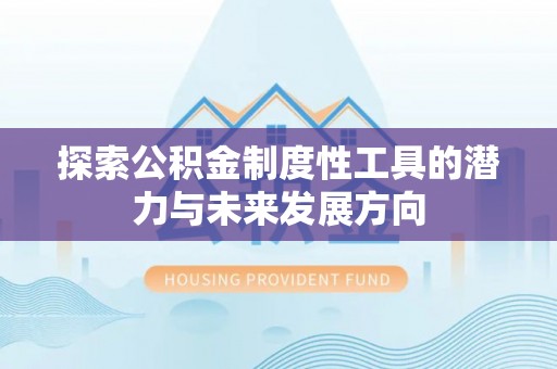 泰武探索公积金制度性工具的潜力与未来发展方向