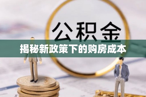 泰武揭秘新政策下的购房成本
