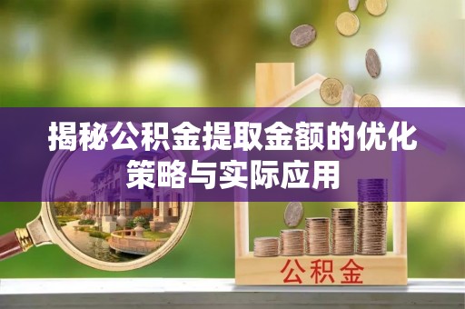 泰武揭秘公积金提取金额的优化策略与实际应用