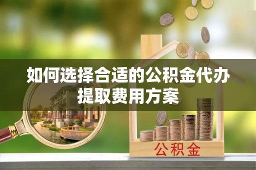泰武如何选择合适的公积金代办提取费用方案