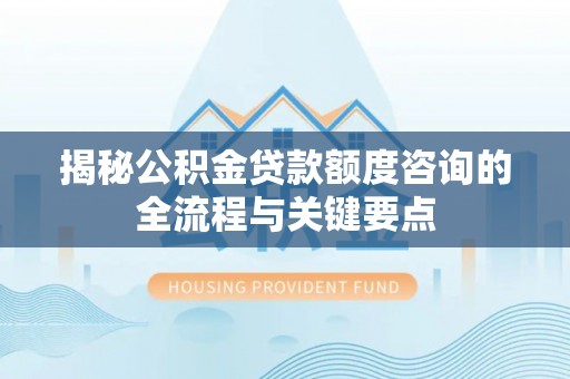 泰武揭秘公积金贷款额度咨询的全流程与关键要点